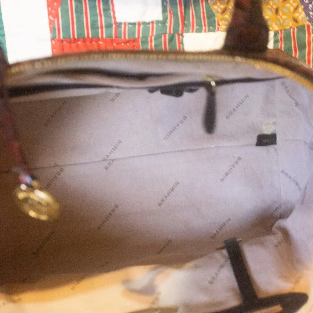 Brahmin Black and Croc Embossed Satchel Shoulder Bag Preowned